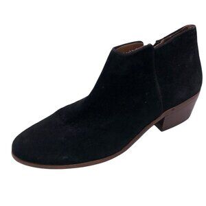 Sam Edelman Womens 7.5 M Black Suede Side Zip Block Heels Booties Ankle Boots